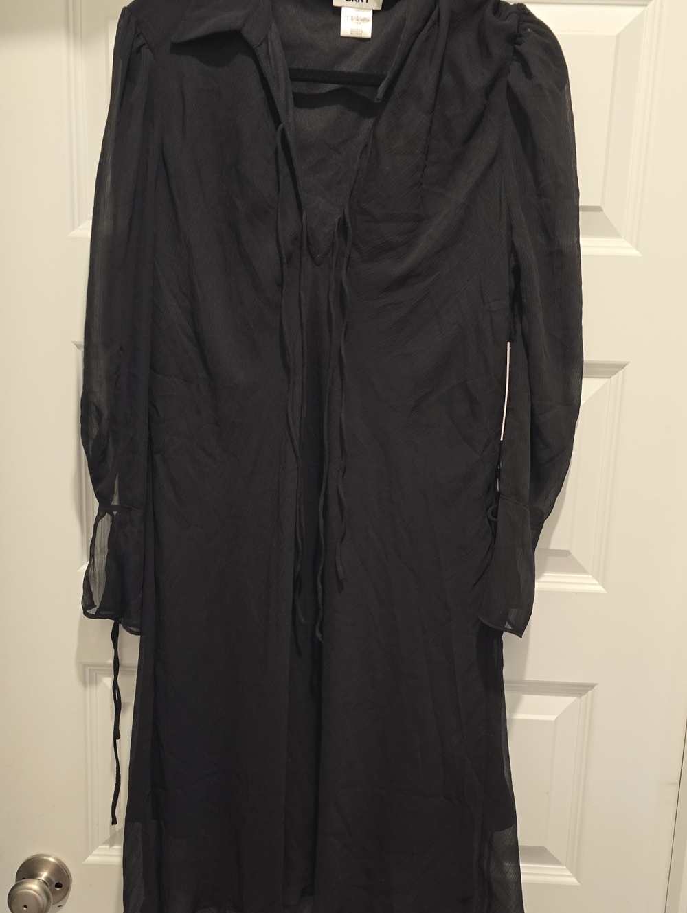 Dkny Black Long-Sleeve Tie-Front Maxi Dress